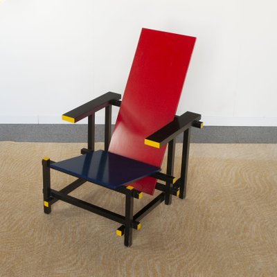 Minimalist Rood Blauwe 635 Armchair by Gerrit Thomas Rietveld for Cassina, 1960s-JQO-1220652