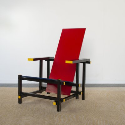 Minimalist Rood Blauwe 635 Armchair by Gerrit Thomas Rietveld for Cassina, 1960s-JQO-1220652