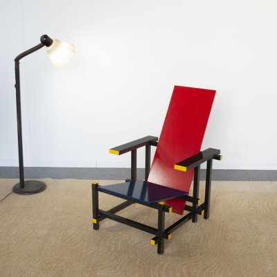 Minimalist Rood Blauwe 635 Armchair by Gerrit Thomas Rietveld for Cassina, 1960s-JQO-1220652