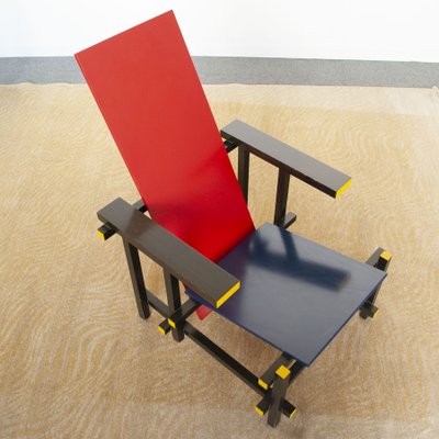 Minimalist Rood Blauwe 635 Armchair by Gerrit Thomas Rietveld for Cassina, 1960s-JQO-1220652