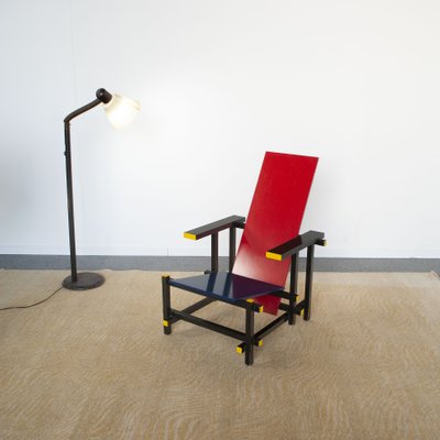 Minimalist Rood Blauwe 635 Armchair by Gerrit Thomas Rietveld for Cassina, 1960s-JQO-1220652