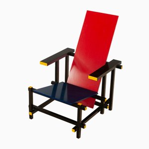 Minimalist Rood Blauwe 635 Armchair by Gerrit Thomas Rietveld for Cassina, 1960s-JQO-1220652