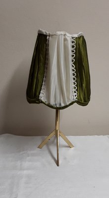 Minimalist Table Lamp with Brass Foot and Handmade Fabric Shade, 1970s-HOI-1736806