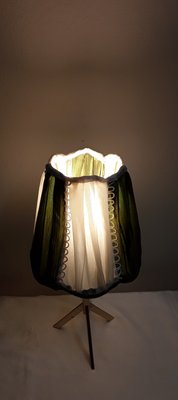 Minimalist Table Lamp with Brass Foot and Handmade Fabric Shade, 1970s-HOI-1736806