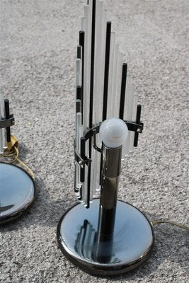 Minimalist Table Lamps in Glass and Metal by Gaetano Sciolari for Sciolari, 1970s, Set of 2-EH-1072670