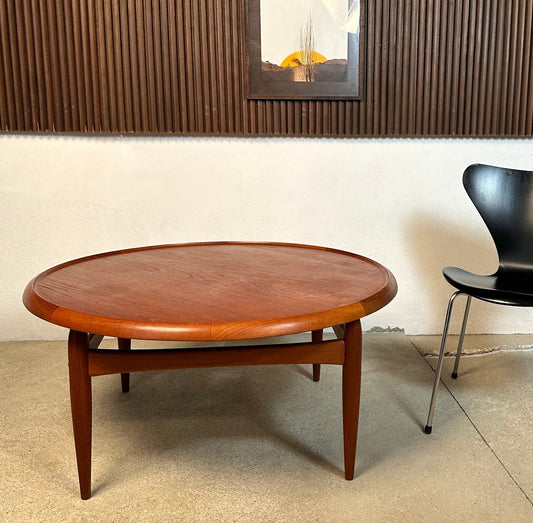 Minimalist Teakwood Coffee Table with Reversible Formica Table Top by Ejvind A. Johansson for Ludvig Pontoppidan, Denmark, 1955