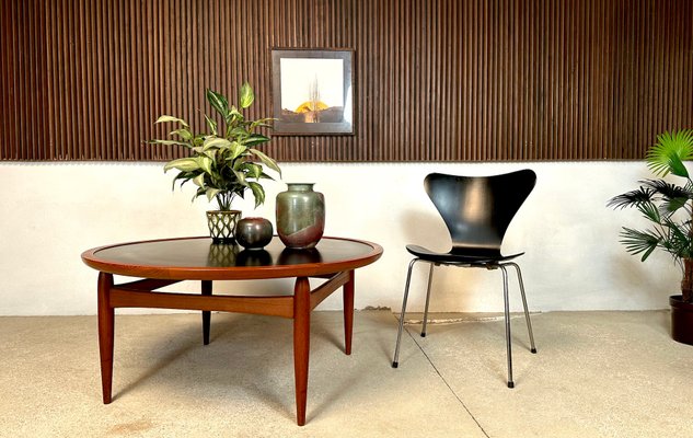 Minimalist Teakwood Coffee Table with Reversible Formica Table Top by Ejvind A. Johansson for Ludvig Pontoppidan, Denmark, 1955-JP-1778552