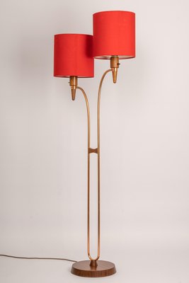 Minimalist Temde Teak and Copper Floor Lamp, 1960s-UGR-1111622