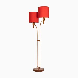 Minimalist Temde Teak and Copper Floor Lamp, 1960s-UGR-1111622