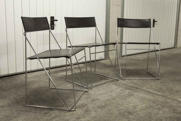 Minimalist X Line Chairs attributed to Niels Jorgen Haugesen for Hybodan, 1970s, Set of 3-VQY-1721735