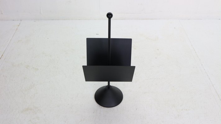 Minimalistic Black Metal Magazinine Rack by Porada Arredi, Italy, 1980s-DT-2026318