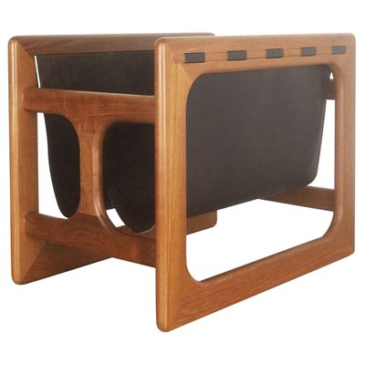 Minimalistic Danish Teak Magazine Rack from Salin Mobler, 1970s-QZ-1053131