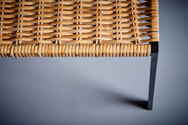 Minimalistic Steel and Rattan Side Chair in the style of Martin Visser, 1960s-SFD-1776454