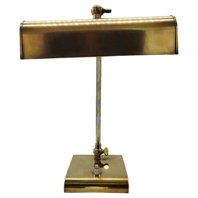 Ministerial Brass Table Lamp with Swivelling Lampshade, 1950s-YUW-1758459