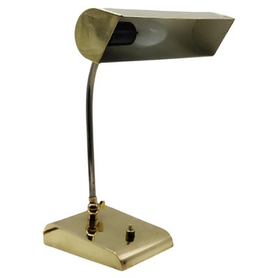 Ministerial Brass Table Lamp with Swivelling Lampshade, 1950s-YUW-1776391