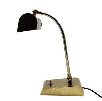 Ministerial Brass Table Lamp with Swivelling Lampshade, 1950s-YUW-1758459