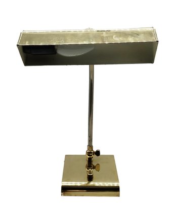 Ministerial Brass Table Lamp with Swivelling Lampshade, 1950s-YUW-1776391