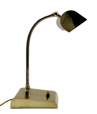 Ministerial Brass Table Lamp with Swivelling Lampshade, 1950s-YUW-1776391