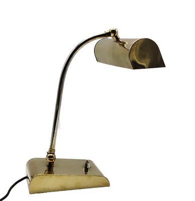 Ministerial Brass Table Lamp with Swivelling Lampshade, 1950s-YUW-1758459