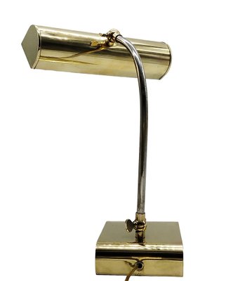 Ministerial Brass Table Lamp with Swivelling Lampshade, 1950s-YUW-1776391