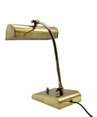 Ministerial Brass Table Lamp with Swivelling Lampshade, 1950s-YUW-1758459