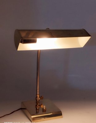 Ministerial Brass Table Lamp with Swivelling Lampshade, 1950s-YUW-1776391