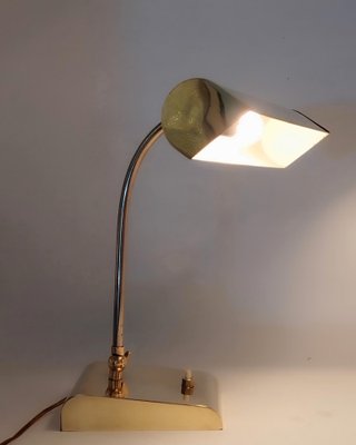 Ministerial Brass Table Lamp with Swivelling Lampshade, 1950s-YUW-1776391