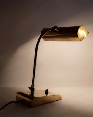 Ministerial Brass Table Lamp with Swivelling Lampshade, 1950s-YUW-1758459