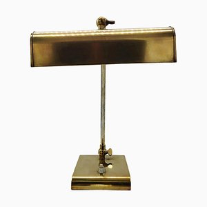 Ministerial Brass Table Lamp with Swivelling Lampshade, 1950s-YUW-1758459