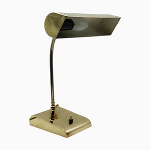 Ministerial Brass Table Lamp with Swivelling Lampshade, 1950s-YUW-1776391