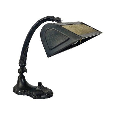 Ministerial Table Lamp in Black Metal and Fabric, 1900s-GDD-1781078