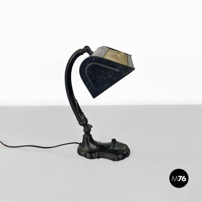 Ministerial Table Lamp in Black Metal and Fabric, 1900s-GDD-1781078