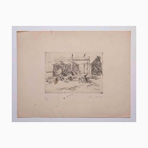 Mino Maccari, At the Beach, Drypoint and Etching, Mid-20th Century-ZCI-1762007