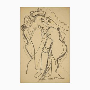 Mino Maccari, Attractive Promises, Charcoal Drawing, Mid-20th Century-ZCI-1761995