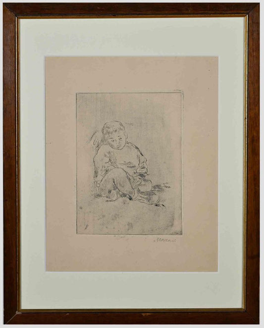 Mino Maccari, Child, Lithograph, Mid-20th Century, Framed