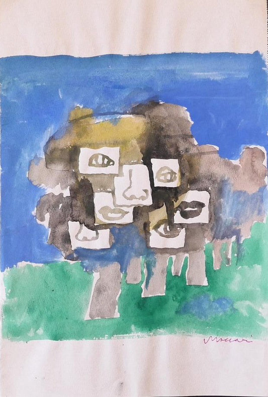 Mino Maccari, Composition, Watercolor, 1970s