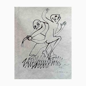 Mino Maccari, Dancing Figures, China Ink Drawing, 1975-ZCI-2029547