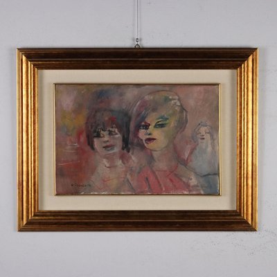 Mino Maccari, Female Figures, 20th Century, Oil on Canvas-VMM-1801487