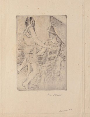 Mino Maccari, Figure, Drypoint on Cardboard, Early 20th Century-ZCI-1775593