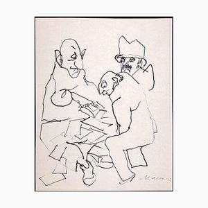 Mino Maccari, Figures, Ink Drawing, 1970-ZCI-2029545