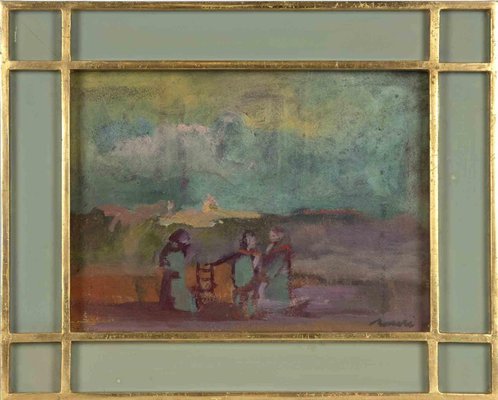 Mino Maccari, Figures, Oil Painting, Mid-20th Century, Framed-ZCI-1762111