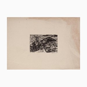 Mino Maccari, Landscape, Woodcut Print on Paper, Mid-20th Century-ZCI-1775596