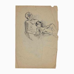 Mino Maccari, Mother and Child, China Ink, Mid-20th Century-ZCI-1163249