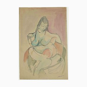 Mino Maccari, Mother and Child, Drawing, Mid 20th Century-ZCI-1775868