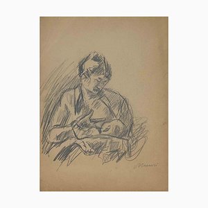 Mino Maccari, Mother and Child, Drawing, Mid 20th Century-ZCI-1775874