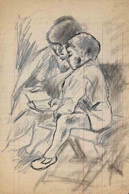 Mino Maccari, Mother and Child, Mid 20th Century, Drawing-ZCI-1781936