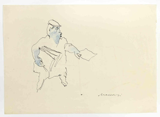 Mino Maccari, Newsie, Drawing in Ink, 1960s