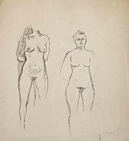 Mino Maccari, Nudes, Drawing, Mid 20th Century