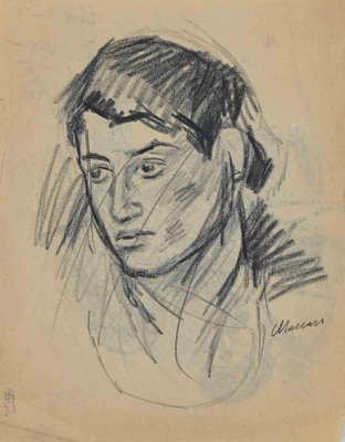 Mino Maccari, Portrait, Charcoal & Ink, Mid 20th Century-ZCI-1781660