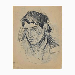 Mino Maccari, Portrait, Charcoal & Ink, Mid 20th Century-ZCI-1781660